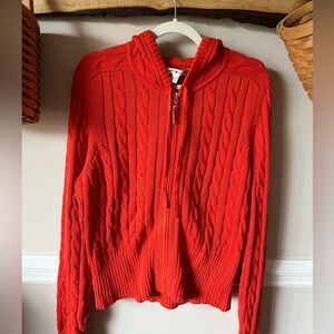 Vintage‎ Tommy Hilfiger Hoodie Cable knit Cable Sweater 2000s Y2K 90s Orange L